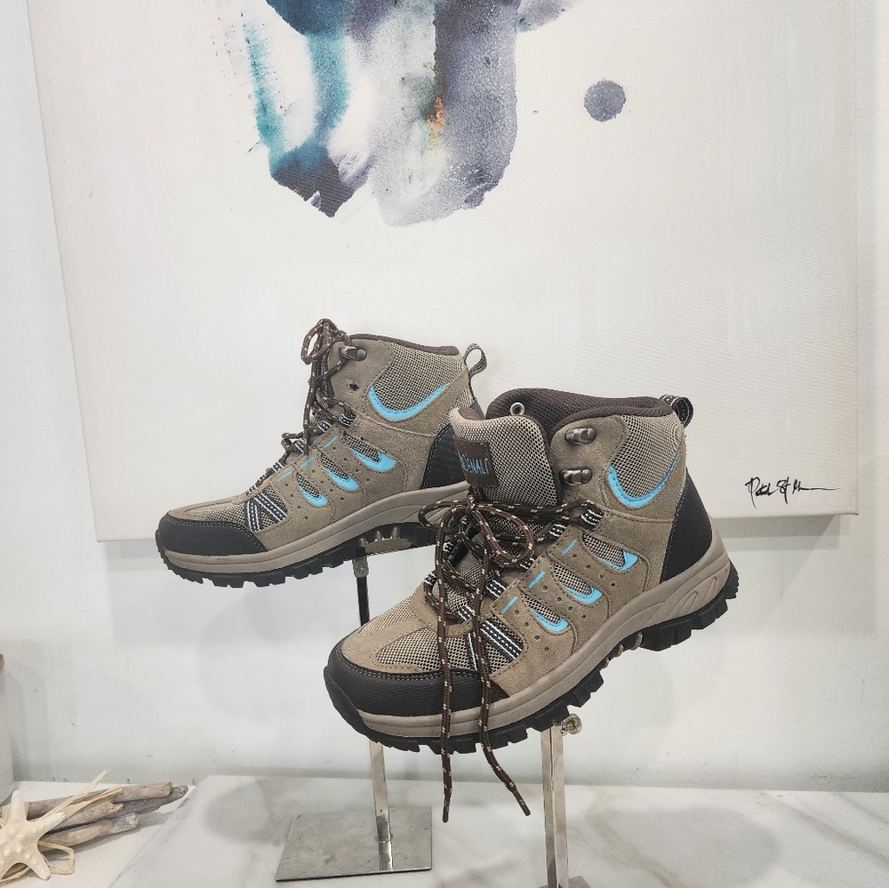 [ DENALI] Women's or boys ALPINE-SIZE 5.5 brown/gray/blue hi top hiking boots